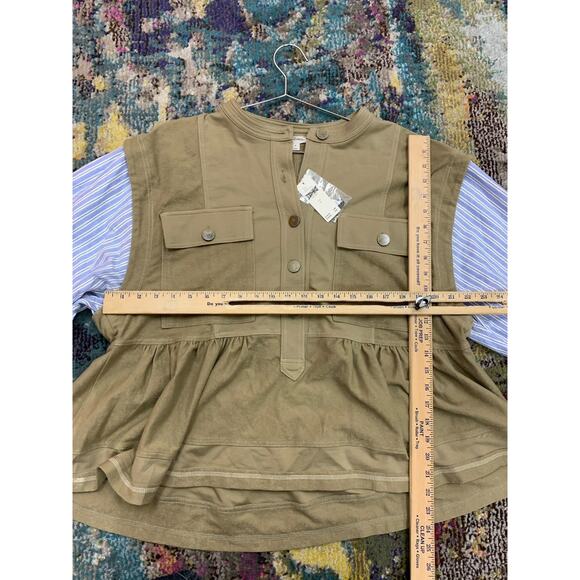 New Pilcro Striped Shirt Sleeve Knit Babydoll Shacket Size Small - Picture 4 of 4